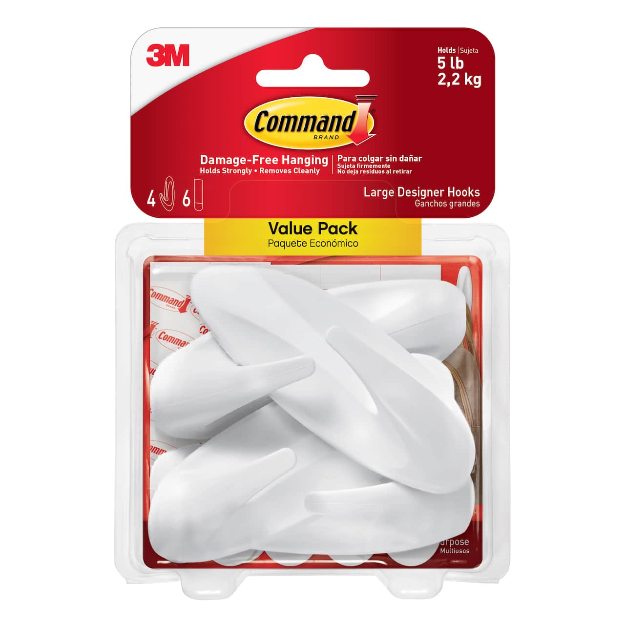12 Packs: 4 ct. (48 total) Command™ White Large Designer Hooks